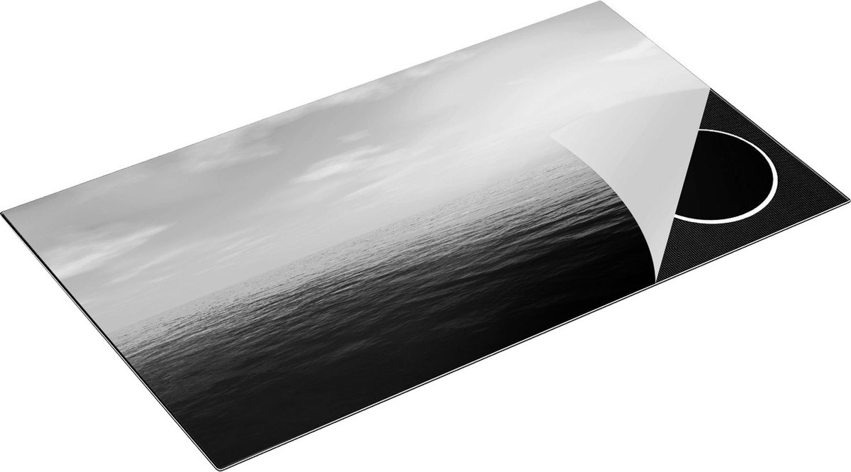 Chefcare Inductie Beschermer Zee Water tijdens Zonsondergang - Zwart Wit - 90x50 cm - Afdekplaat Inductie - Kookplaat Beschermer - Inductie Mat