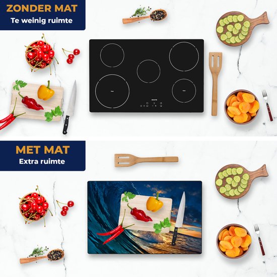 Chefcare Inductie Beschermer Golfen bij Zonsondergang - 81,6x52,7 cm - Afdekplaat Inductie - Kookplaat Beschermer - Inductie Mat