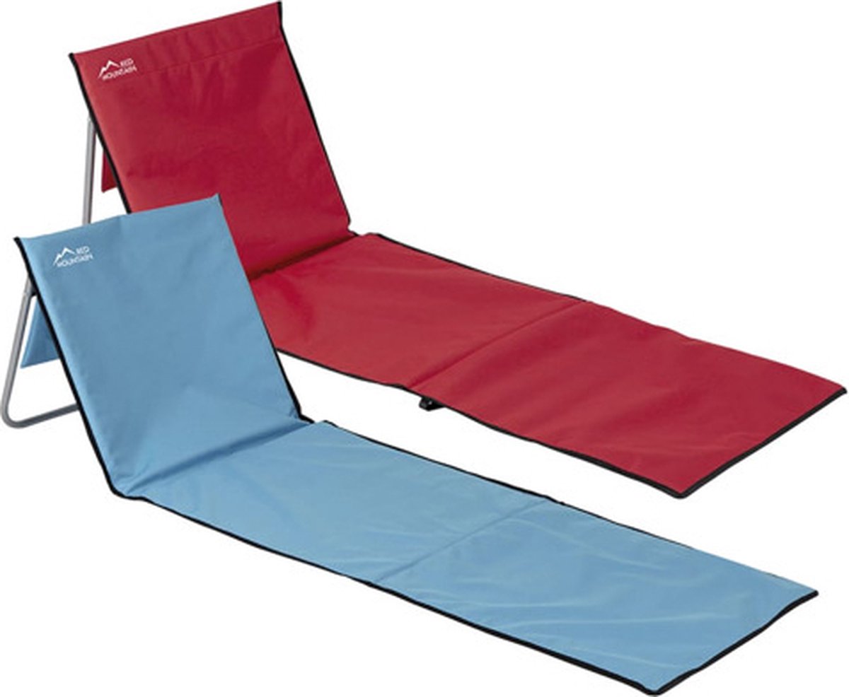 KESSER® Opvouwbare strandmat met verstelbare rugleuning, opvouwbare strandstoel met draagriem, waterdichte telefoonhoes en opbergtas, zonneligstoel voor strand, tuin, terras, ligmat, 130 kg