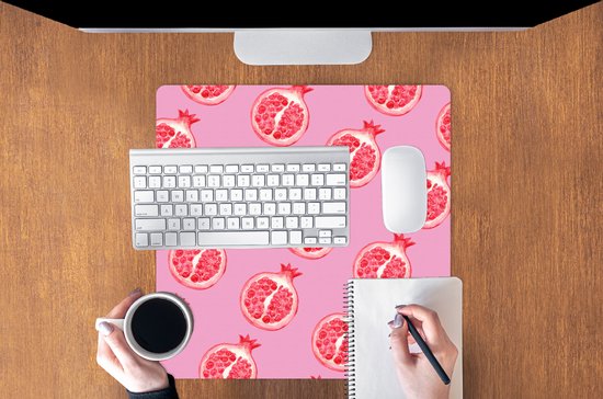 Muismat XXL 50x50 cm - Bureau onderlegger - Bureau mat Fruit - Roze - Sjablonen - Bureaumat - Gaming mousepad xl - Bureaulegger groot - Computer deskmat