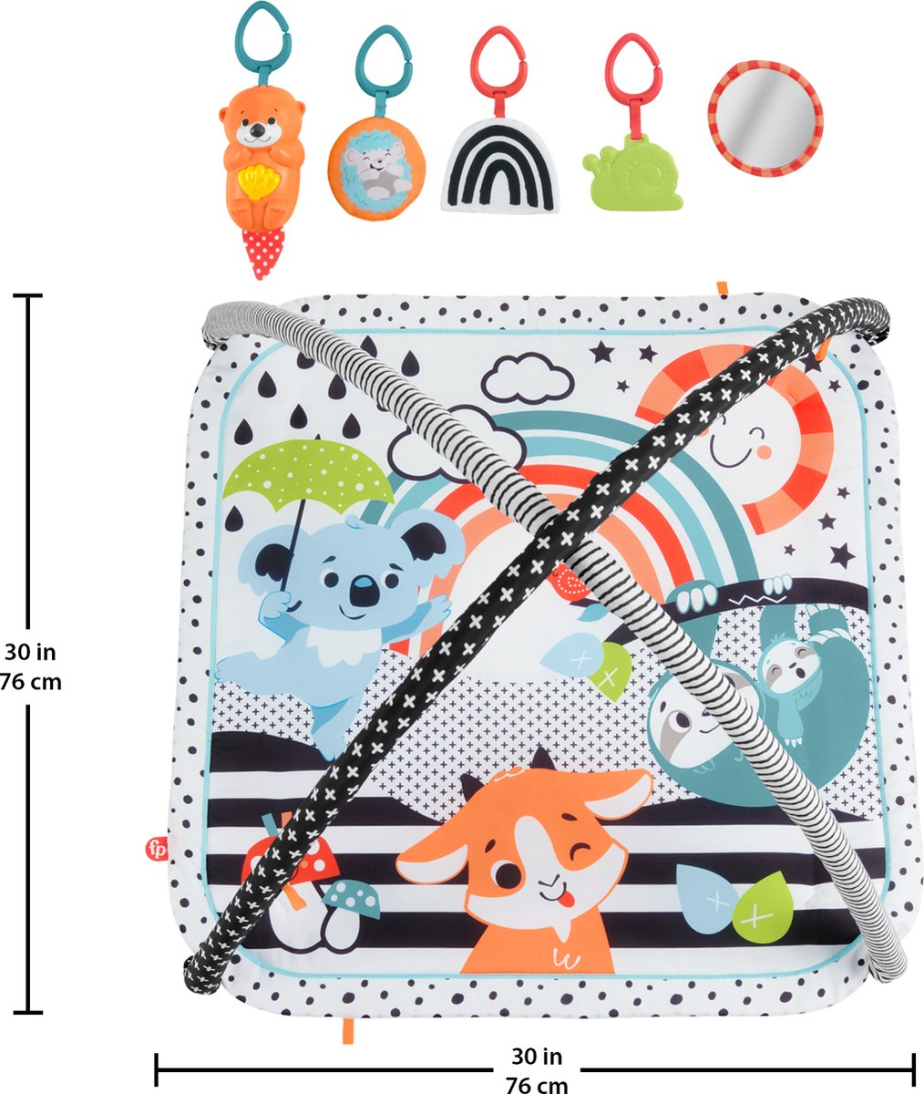 Fisher-Price 3-in-1 Muziek Glow & Grow Gym, Baby Speelmat - Met Lichtjes en Sensorisch Speelgoed voor Pasgeborenen – foto 4