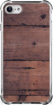 Anti Shock hybrid Case iPhone SE 2022/2020 | iPhone 8/7 Telefoon Hoesje met doorzichtige rand Old Wood