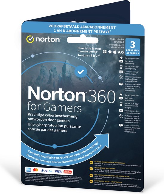 NORTON 360 FOR GAMERS - 1 Gebruiker, 3 Apparaten, 1 Jaar