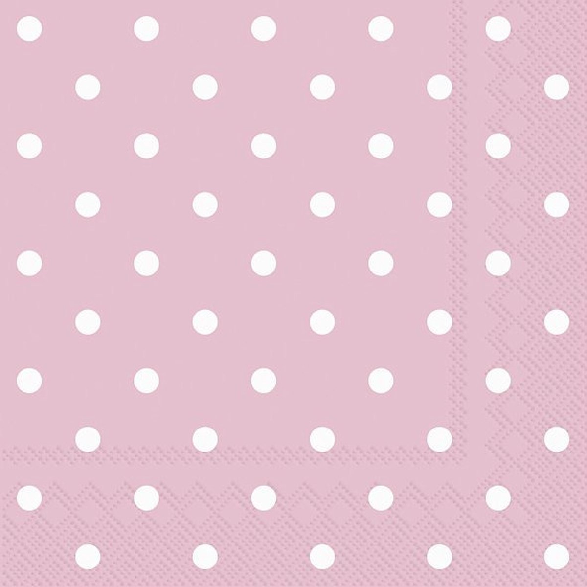 60x Polka Dot 3-laags servetten licht roze met witte stippen 33 x 33 cm