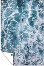 Tuindecoratie afwachtende surfer - 40x60 cm - Tuinposter - Tuindoek - Buitenposter