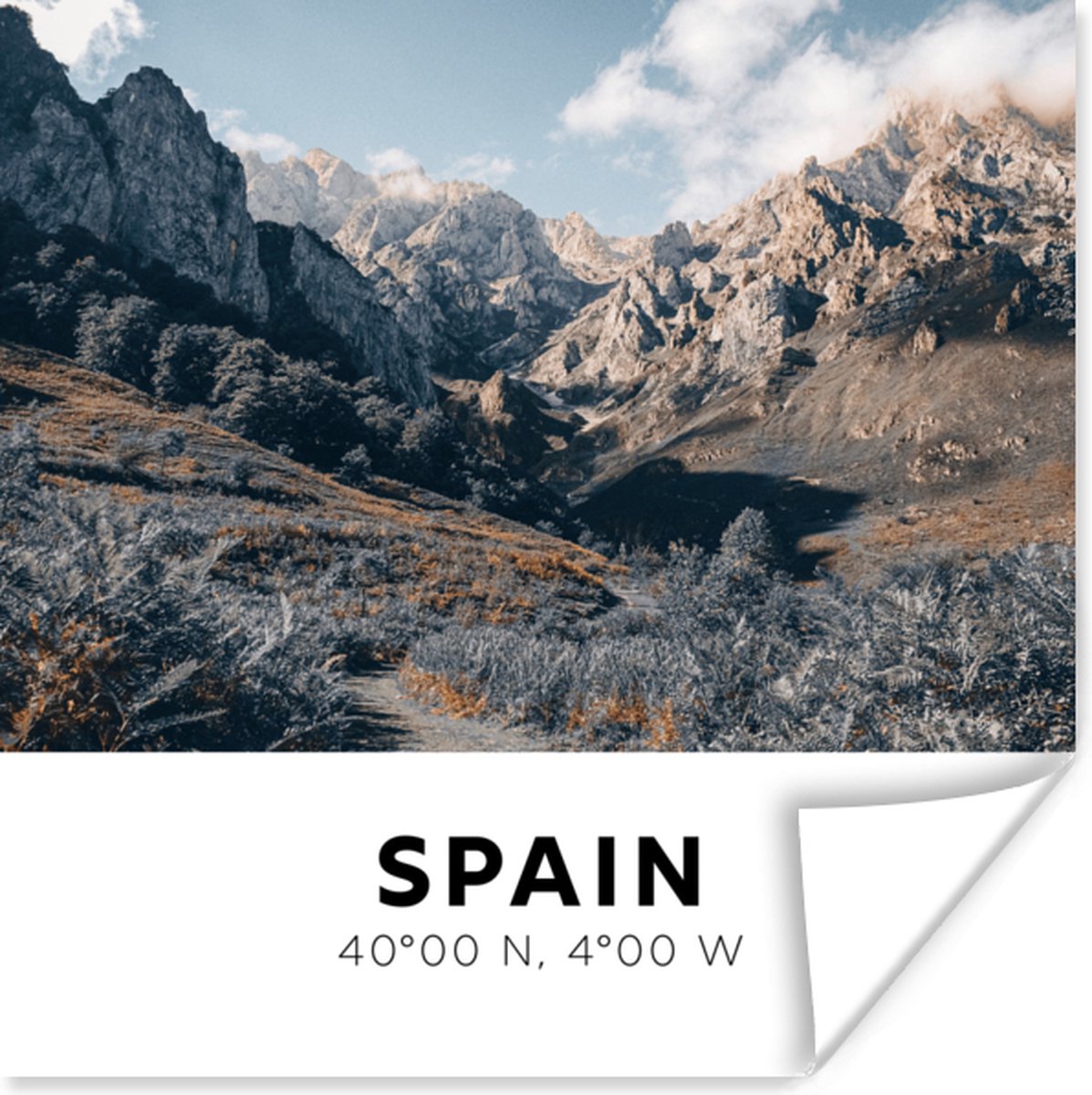 Poster Spanje - Bergen - Wolken - 75x75 cm