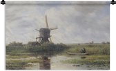 Wandkleed - Wanddoek - Molen - Willem Roelofs - Oude meesters - Kunst - 180x120 cm - Wandtapijt