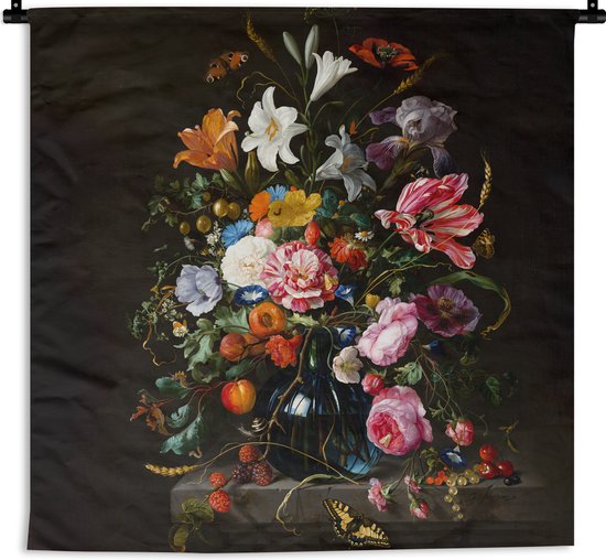 Wandkleed - Wanddoek - Oude meesters - Kunst - Vaas met bloemen - Jan Davidsz de Heem - 60x60 cm - Wandtapijt