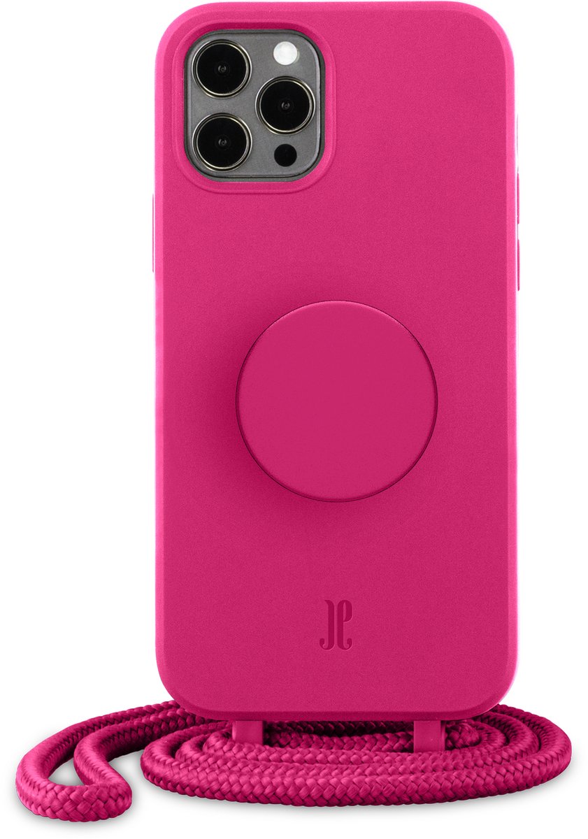 Just Elegance x PopSockets Telefoonhoesje met telefoonbutton [telefoon accessoires] voor Apple iPhone 12 Pro Max - Neon Roze