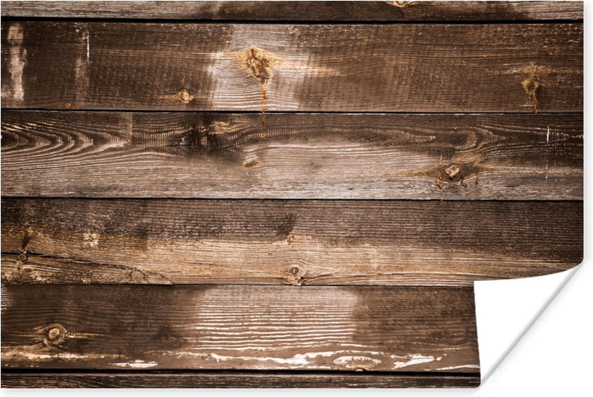 Poster Planken - Hout - Donker - 90x60 cm
