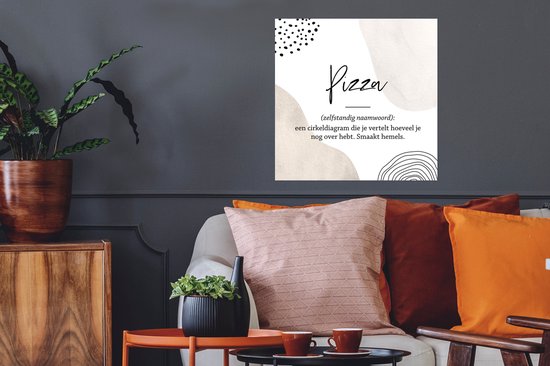 Poster Pizza - Dictionnaire - Proverbes - Citations - Définition de la Pizza - 50x50 cm