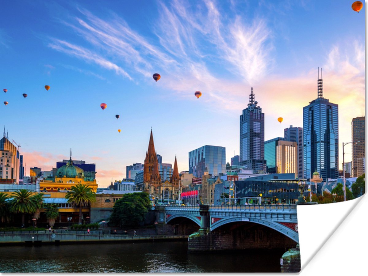 Poster Skyline - Luchtballon - Stad - 80x60 cm