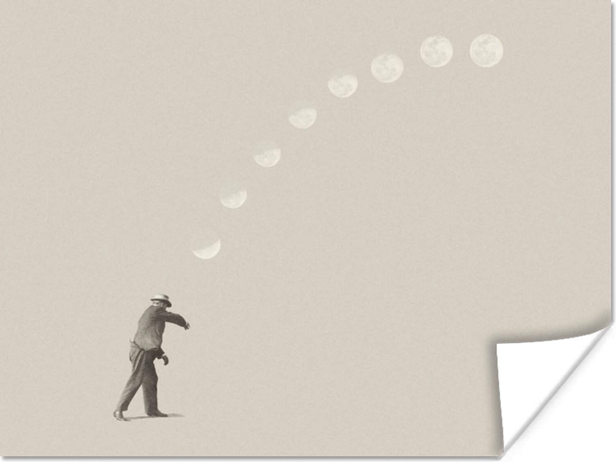 Poster Vintage - Maan - Man - 80x60 cm