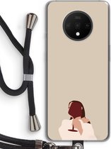 Case Company® - Hoesje met koord geschikt voor OnePlus 7T hoesje met Koord - I drink wine - Telefoonhoesje met Zwart Koord - Bescherming aan alle Kanten en Over de Schermrand