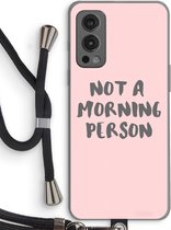 Case Company® - Hoesje met koord geschikt voor OnePlus Nord 2 5G hoesje met Koord - Morning person - Telefoonhoesje met Zwart Koord - Bescherming aan alle Kanten en Over de Schermrand
