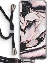 Case Company® - Hoesje met koord geschikt voor Samsung Galaxy A32 5G hoesje met Koord - Roze stroom - Telefoonhoesje met Zwart Koord - Bescherming aan alle Kanten en Over de Schermrand
