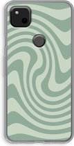 Case Company® - Hoesje geschikt voor Google Pixel 4a hoesje - Swirl Groen - Soft Cover Telefoonhoesje - Bescherming aan alle Kanten en Schermrand