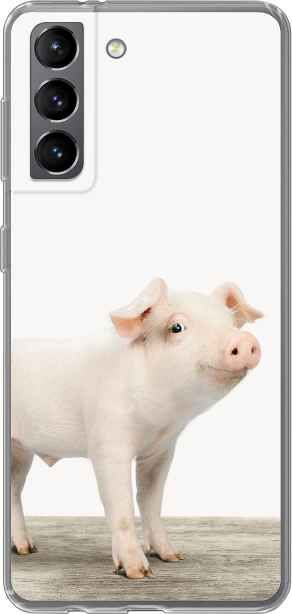 Telefoonhoesje Geschikt voor Samsung Galaxy S21 hoesje - Varkentje - Big - Dieren - Roze - Jongens - Meisjes - Kinderen - Siliconen Telefoonhoesje Telefoonhoesje