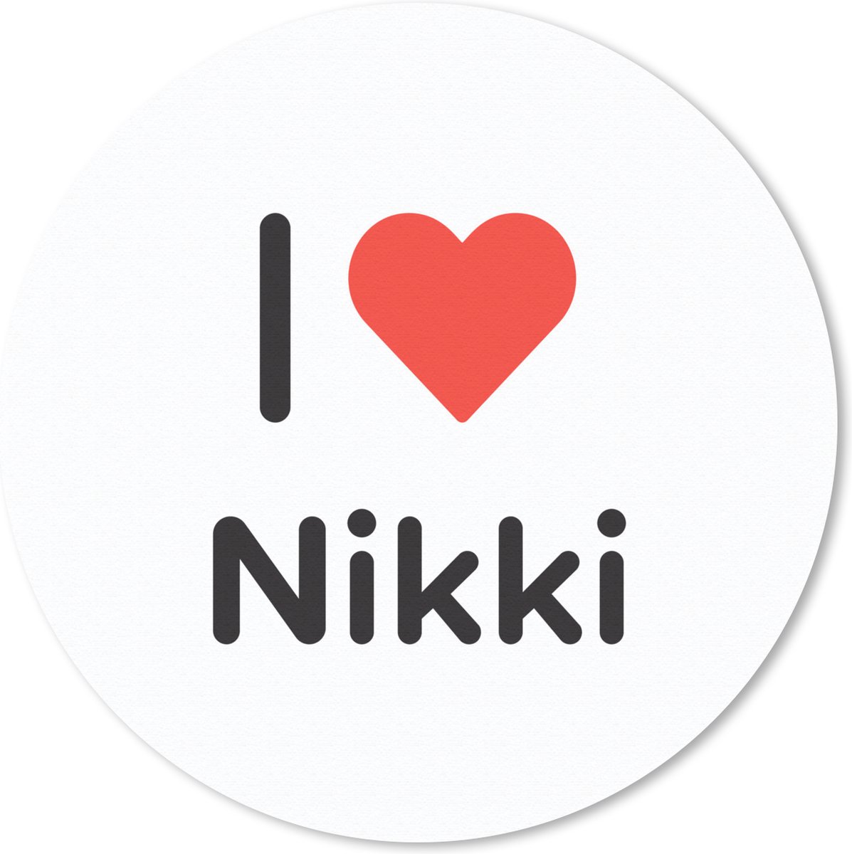 Muismat rond 40x40 cm - Mousepad I love - Nikki - Meisje - Ronde muismatten
