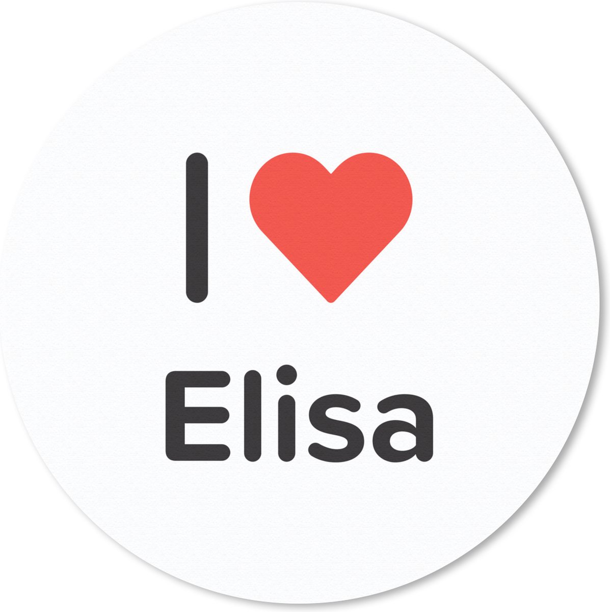 Muismat rond 20x20 cm - Mousepad I love - Elisa - Meisje - Ronde muismatten
