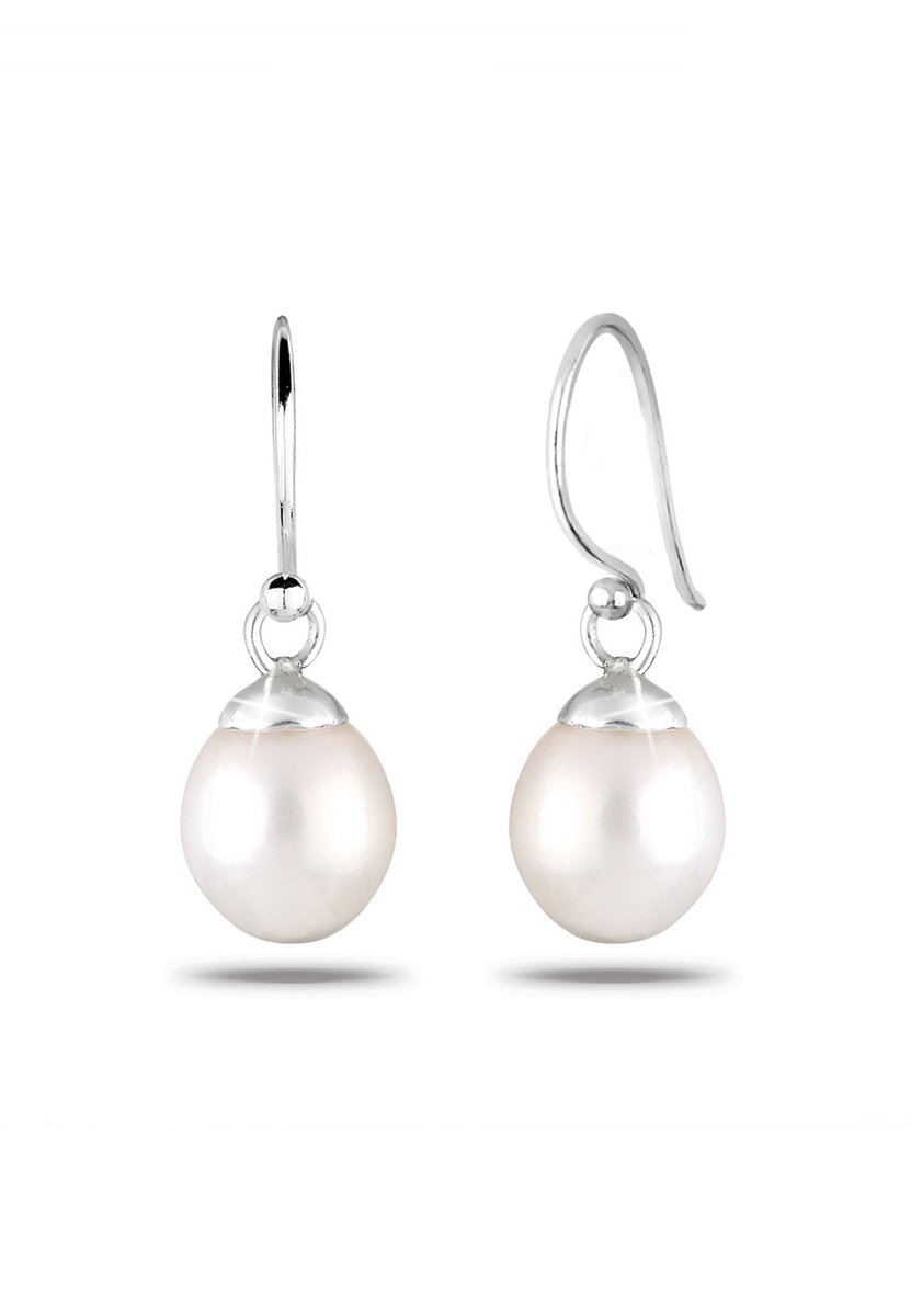 Elli - Oorbellen - dames hanger zoetwater gekweekte parel in 925 sterling zilver - Dames