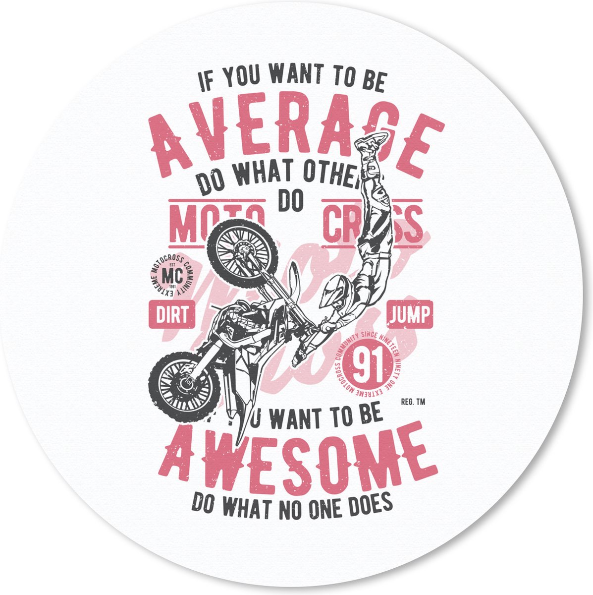Muismat rond 20x20 cm - Mousepad Mancave - Motor - Vintage - Sport - Ronde muismatten