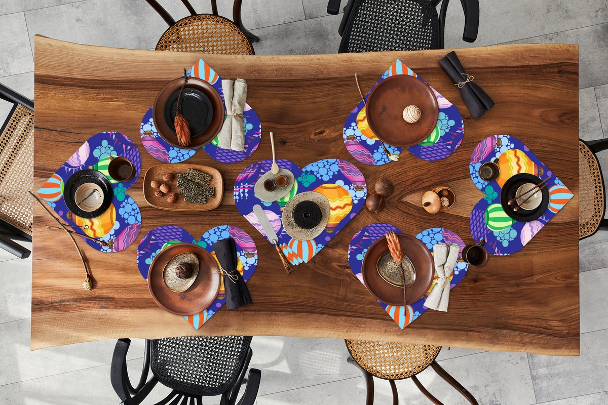 Onderleggers - Placemats - Placemats hartje - Luchtballon - Regenboog - Patronen - Kinderen - Abstract - 10 stuks