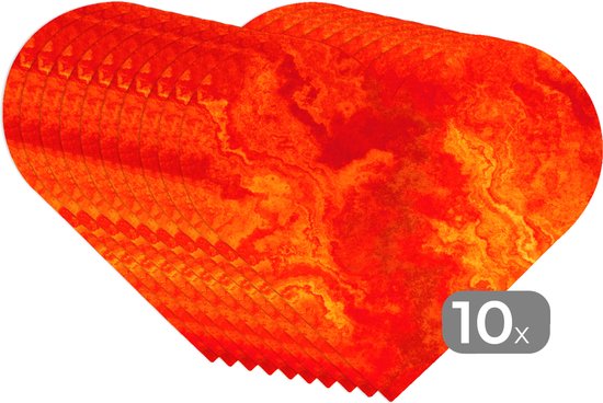 Napperons de table - Sets de table - Napperons coeur - Peinture - Oranje - Abstrait - Motifs - 10 pièces