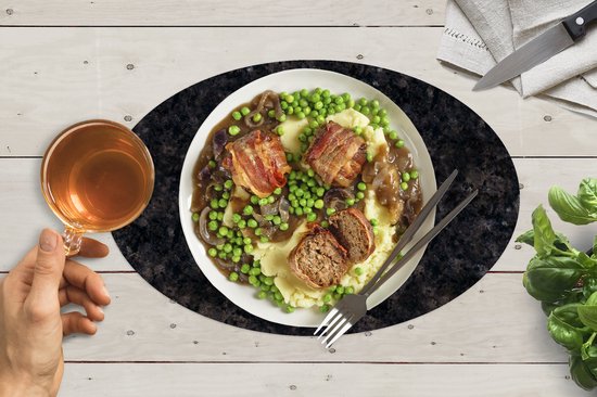 Sets de table ovales - Sous-verres - Sets de Napperons ovales - Imprimé marbre - Imprimé granit - Design - 6 pièces