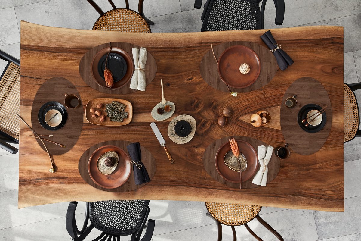 Placemats ovaal - Onderleggers - Ovale placemats - Bruin - Patronen - Hout - 6 stuks