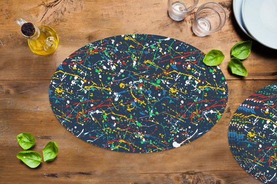 Napperons ovales - Sets de table - Sets de table ovales - Motif - Peinture - Éclaboussures - 8 pièces