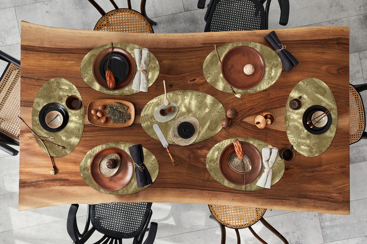 Placemats ovaal - Onderleggers - Ovale placemats - Goud - Verf - Luxe - 10 stuks