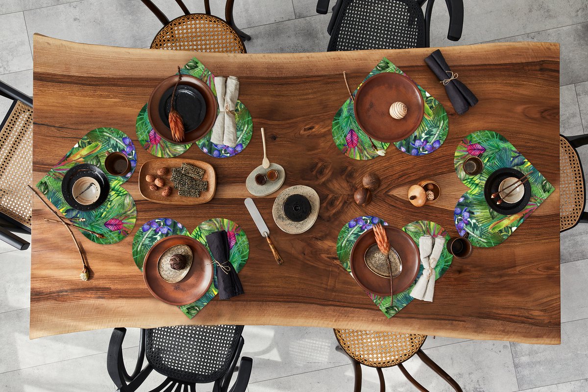 Onderleggers - Placemats - Placemats hartje - Regenboog - Flora - Jungle - Patronen - 6 stuks