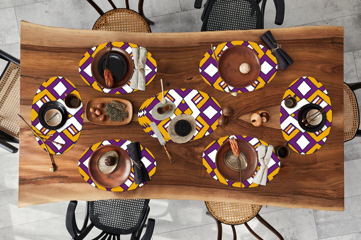 Placemats ovaal - Onderleggers - Ovale placemats - Design - Lijn - Retro - 10 stuks