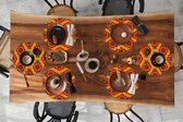Ronde placemats - Onderlegger - Placemats rond - Design - Retro - Rozen - Oranje - 6 stuks