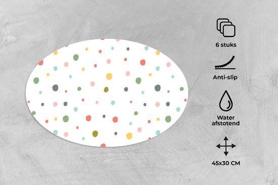 Napperons ovales - Sous-verres - Sets de table ovales - Peinture - Motif - Points - 6 pièces