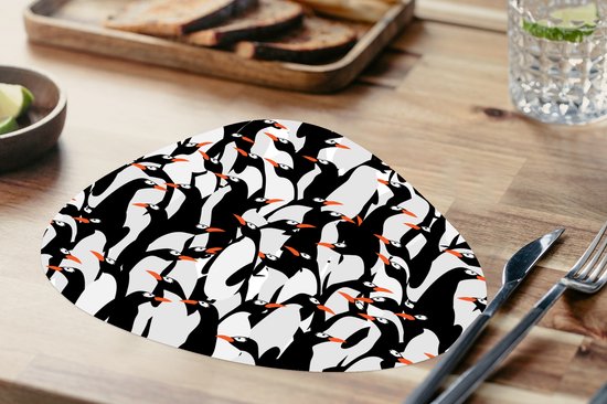 Set de table bio - Napperons de verre - Pingouins - Animaux - Motifs - Zentangle - 8 pièces