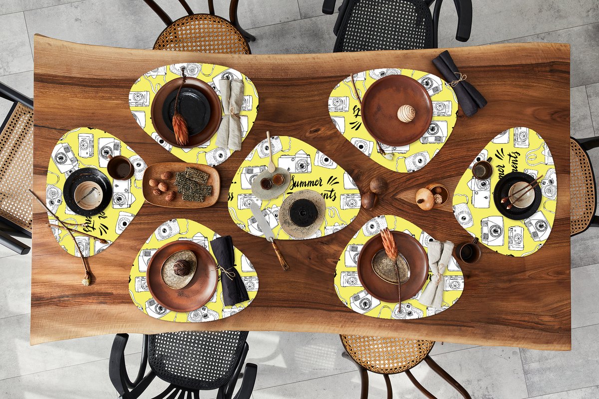 Placemat organisch - Placemats organic - Onderleggers - Camera - Zomer - Quotes - Patronen - 8 stuks