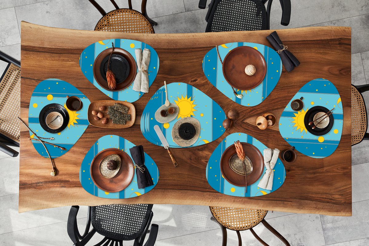 Placemat organisch - Placemats organic - Onderleggers - Zon - Maan - Design - 10 stuks