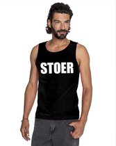Stoer tekst singlet shirt/ tanktop zwart heren S