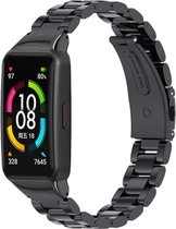 Stalen Smartwatch bandje - Geschikt voor Honor Band 6 stalen band - zwart - Strap-it Horlogeband / Polsband / Armband