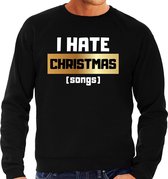 Foute Kersttrui / sweater - I hate Christmas songs - Haat aan kerstmuziek / kerstliedjes - zwart voor heren - kerstkleding / kerst outfit L
