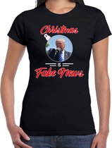 Trump Christmas is fake news fout Kerst shirt - zwart - dames - Kerst  t-shirt / Kerst outfit S
