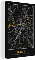 Canvas Schilderij Black and Gold – Stadskaart – Hamm – Duitsland – Plattegrond – Kaart - 20x30 cm - Wanddecoratie
