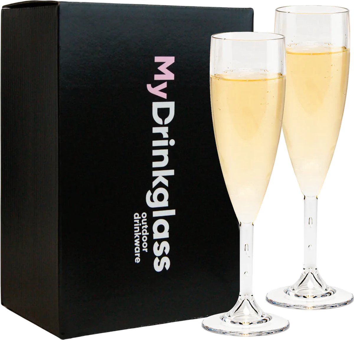 MyDrinkglass Champagneglazen Givet | Champagneglazen Plastic | 2 Stuks | Camping Glazen | Zero Waste | Herbruikbaar | Onbreekbaar Champagneglas | 190 ml |