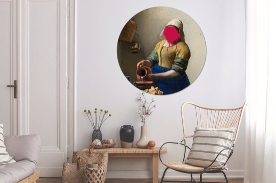 WallCircle - Wall Circle - Wall Circle Indoor - La Laitière - Vermeer - Art - 120x120 cm - Décoration murale - Peintures Ronds XXL