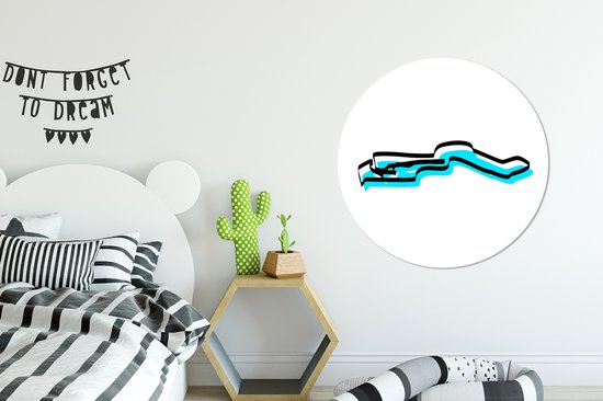 Illustration bleue de la Gambie avec contour noir Assiette en plastique cercle mural ⌀ 90 cm - impression photo sur cercle mural / cercle vivant (décoration murale)