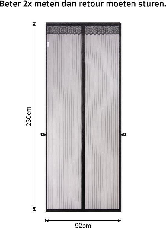 O’DADDY® Deurgordijn Deluxe Polyester – Magnetisch Vliegengordijn - Eenvoudige Installatie – Insectenhor - Deurhor Zwart - 92x230 cm