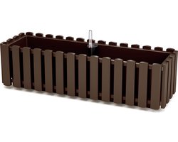 Fence-look plantenbak/bloembak - kunststof - 58 x 18 x 16 cm - houtbruin - hangend - voor binnen en buiten