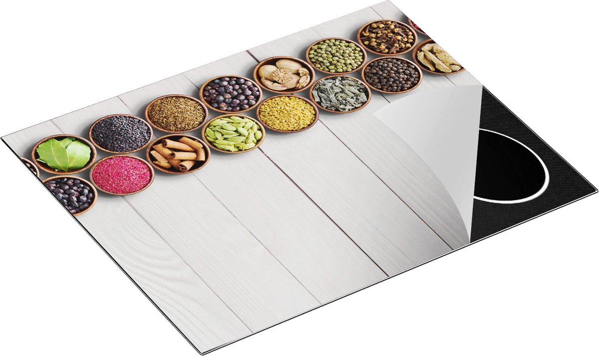 Chefcare Inductie Beschermer Kruidenbakjes op een Houten Tafel - 65x55 cm - Afdekplaat Inductie - Kookplaat Beschermer - Inductie Mat